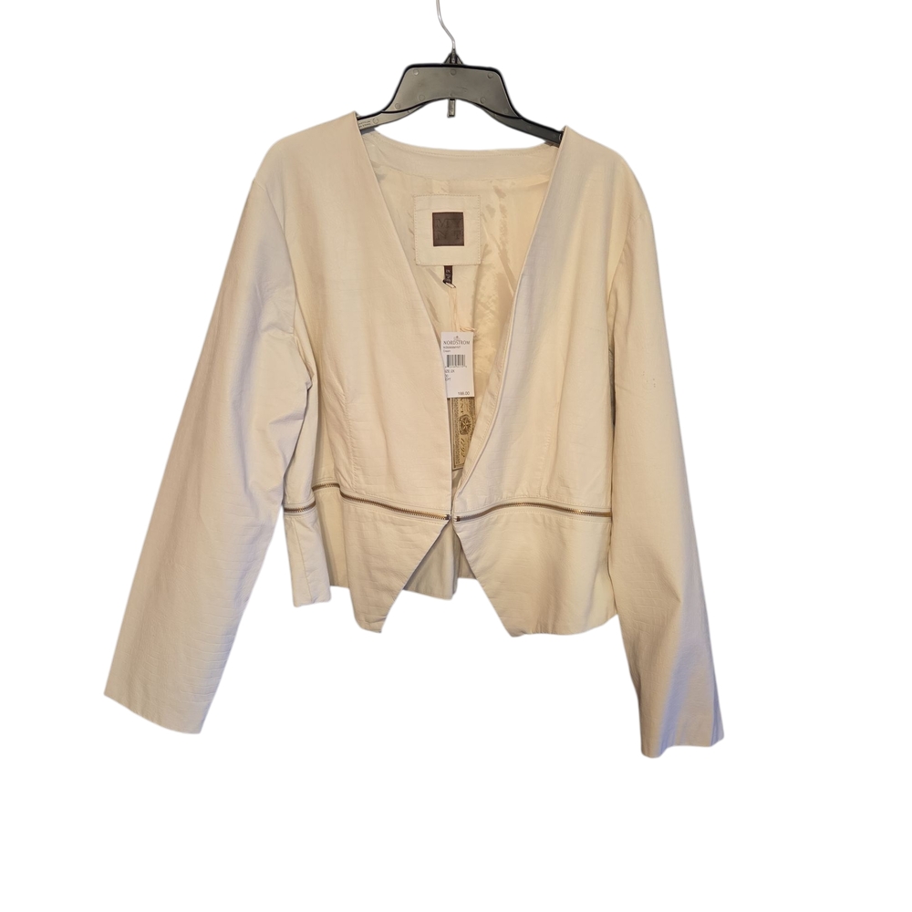 NWT Nordstrom NYNT Cream Women's Leather Blazer With Alligator Pattern - Picture 2 of 4